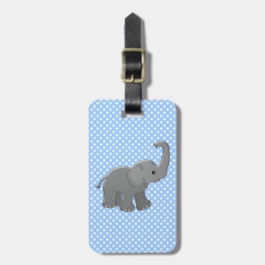 blauwe baby olifant bagagelabel (Voorkant verticaal)