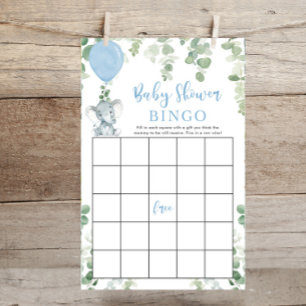 Blauwe baby olifant ballon baby shower bingo game