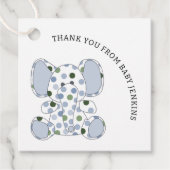 Blauwe Baby olifant Bedankjes Labels (Voorkant)