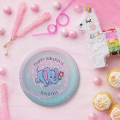 Blauwe Baby olifant Papieren Bordje (Feest)