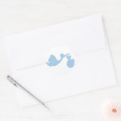 Blauwe Baby ooievaar Ronde Sticker (Envelop)
