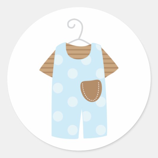 Blauwe Baby Outfit Baby shower Stickers (Voorkant)