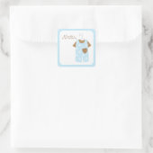 Blauwe Baby outfit Vierkante Sticker (Tas)