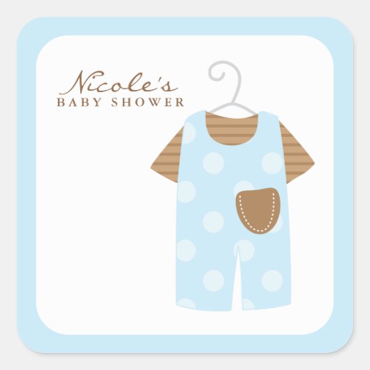 Blauwe Baby outfit Vierkante Sticker (Voorkant)