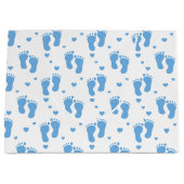 Blauwe baby patroon grote cadeaastas large cadeautasje (Voorkant)