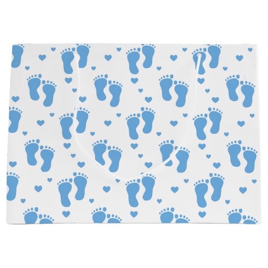 Blauwe baby patroon grote cadeaastas large cadeautasje (Voorkant)