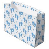 Blauwe baby patroon grote cadeaastas large cadeautasje (Achterkant Gekanteld)