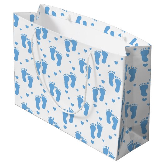 Blauwe baby patroon grote cadeaastas large cadeautasje (Achterkant Gekanteld)