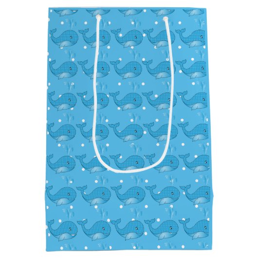 Blauwe Baby Polka gedopte walvis Medium Cadeauzakje (Achterkant)