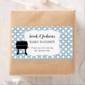 Blauwe Baby-Q baby shower voor flesje of waterfles Etiket (Insitu)