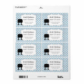 Blauwe Baby-Q baby shower voor flesje of waterfles Etiket (Full Sheet)