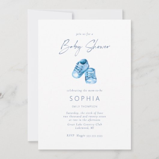 Blauwe baby schoenen, fijn Baby shower Kaart (Voorkant)