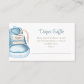 Blauwe Baby Schoenen Luier Raffle Behuizing Kaart (Voorkant)