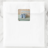 Blauwe Baby schoenen Vierkante Sticker (Tas)