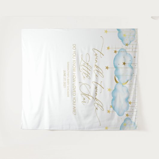 Blauwe baby shower achtergrond, Twinkle Little Sta Wandkleed (Voorkant (horizontaal))