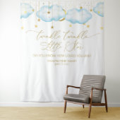 Blauwe baby shower achtergrond, Twinkle Little Sta Wandkleed (In situ)