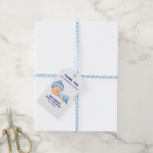 Blauwe baby shower, baby jongen shower cadeaulabel (Met Touw)