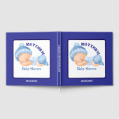 Blauwe baby shower, baby jongen shower gastenboek (Volledig)