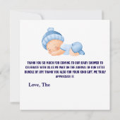 Blauwe Baby Shower, Baby Jongens Shower Bedankkaart (Achterkant)