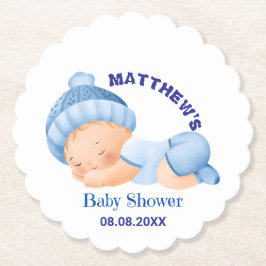 Blauwe Baby Shower, Baby Jongens Shower Kartonnen Onderzetters