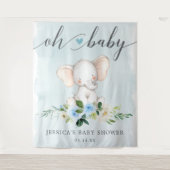 Blauwe Baby shower banner foto achtergrond Wandkleed (Voorkant)