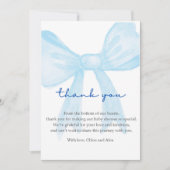 Blauwe Baby Shower Bedankkaart – Bewerkbaar (Voorkant)