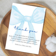 Blauwe Baby Shower Bedankkaart – Bewerkbaar
