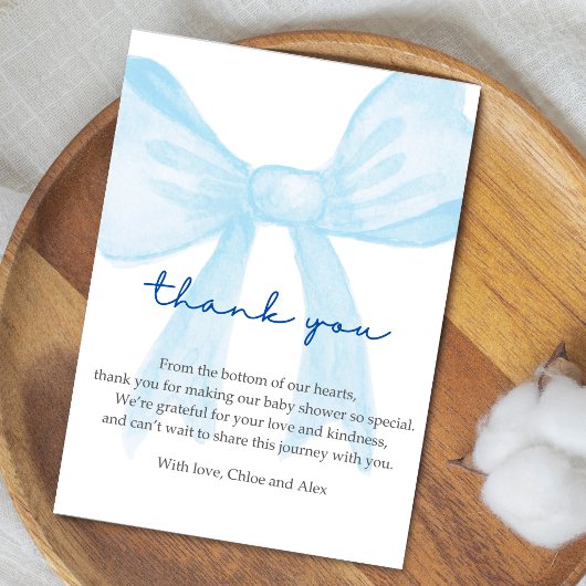 Blauwe Baby Shower Bedankkaart – Bewerkbaar