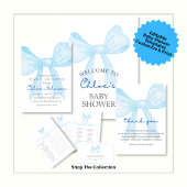 Blauwe Baby Shower Bedankkaart – Bewerkbaar