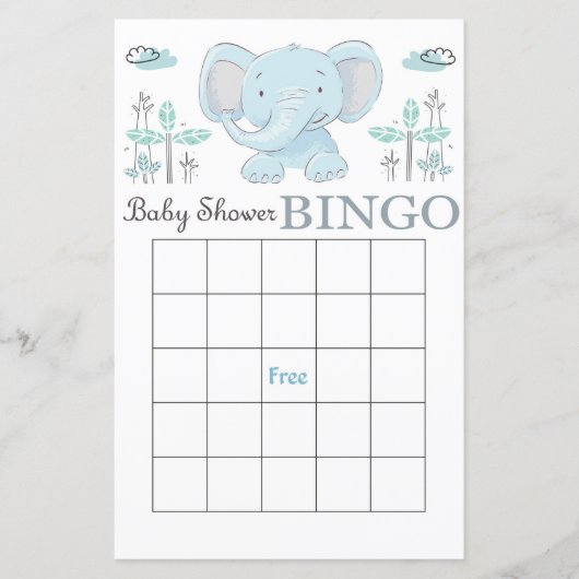 Blauwe baby shower bingo (Voorkant)