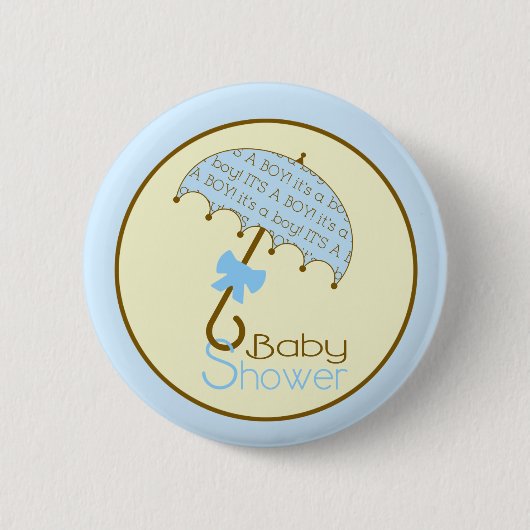 Blauwe Baby shower Button - Umbrella (Voorkant)