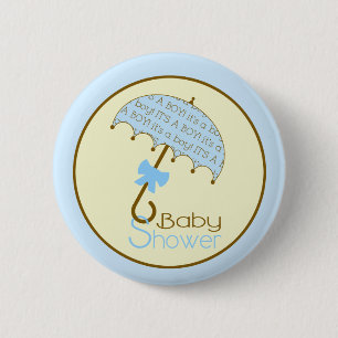 Blauwe Baby shower Button - Umbrella