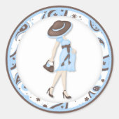 Blauwe baby shower Cupcake Toppers Stickers (Voorkant)