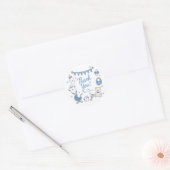 Blauwe Baby Shower Dank Je Sticker (Envelop)