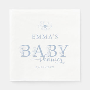 Blauwe Baby Shower Elegante Wilde Bloem Servet