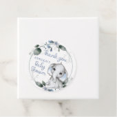 Blauwe Baby shower Elephant Waterverf Hartelijk da Bedankjes Labels (In situ)