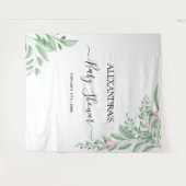 Blauwe Baby shower Eucalyptus Greenery Wandkleed (Voorkant (horizontaal))