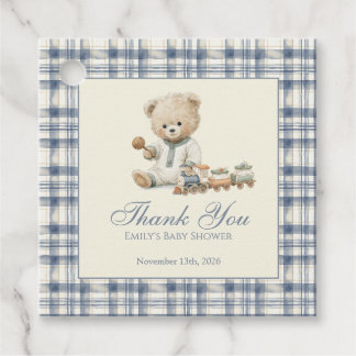 Blauwe baby shower favor tags bedankjes labels