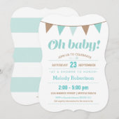 Blauwe baby shower kaart (Voorkant / Achterkant)