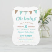 Blauwe baby shower kaart (Staand voorkant)