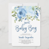 Blauwe baby shower kaart (Voorkant)