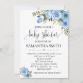 Blauwe baby shower kaart (Voorkant)