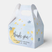 Blauwe Baby shower moonsterren over de maan Bedankdoosjes (Achterkant)