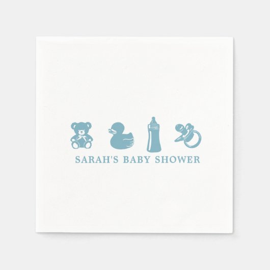 Blauwe baby shower papieren servet (Voorkant)
