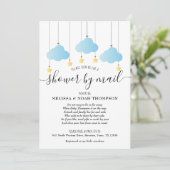 Blauwe baby shower per post op afstand sprinkle kaart (Staand voorkant)