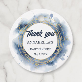 Blauwe Baby Shower Ronde Favor Tags voor Jongens Bedankjes Labels