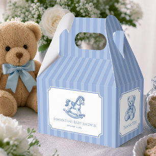 Blauwe Baby Shower Schommelend Paard Teddybeer Str Bedankdoosjes