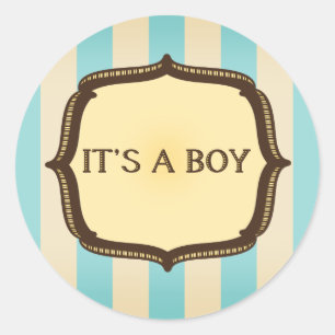 Blauwe Baby shower sticker -  strepen