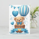 Blauwe Baby Shower Teddybeer 🧸 Kaart (Staand voorkant)