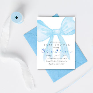 Blauwe baby shower uitnodiging - Bewerkbare sjablo